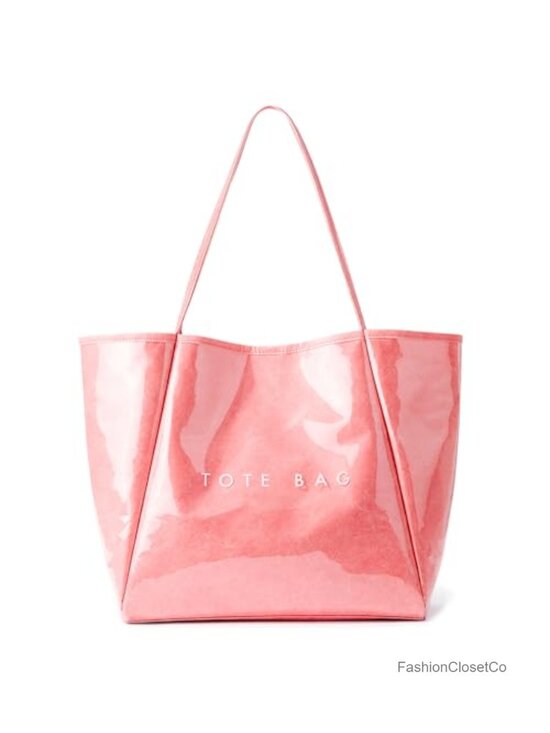 Handbags - Large PVC Tote Bag Women Kraft Paper Beach Travel Handbag Shoulder Purse